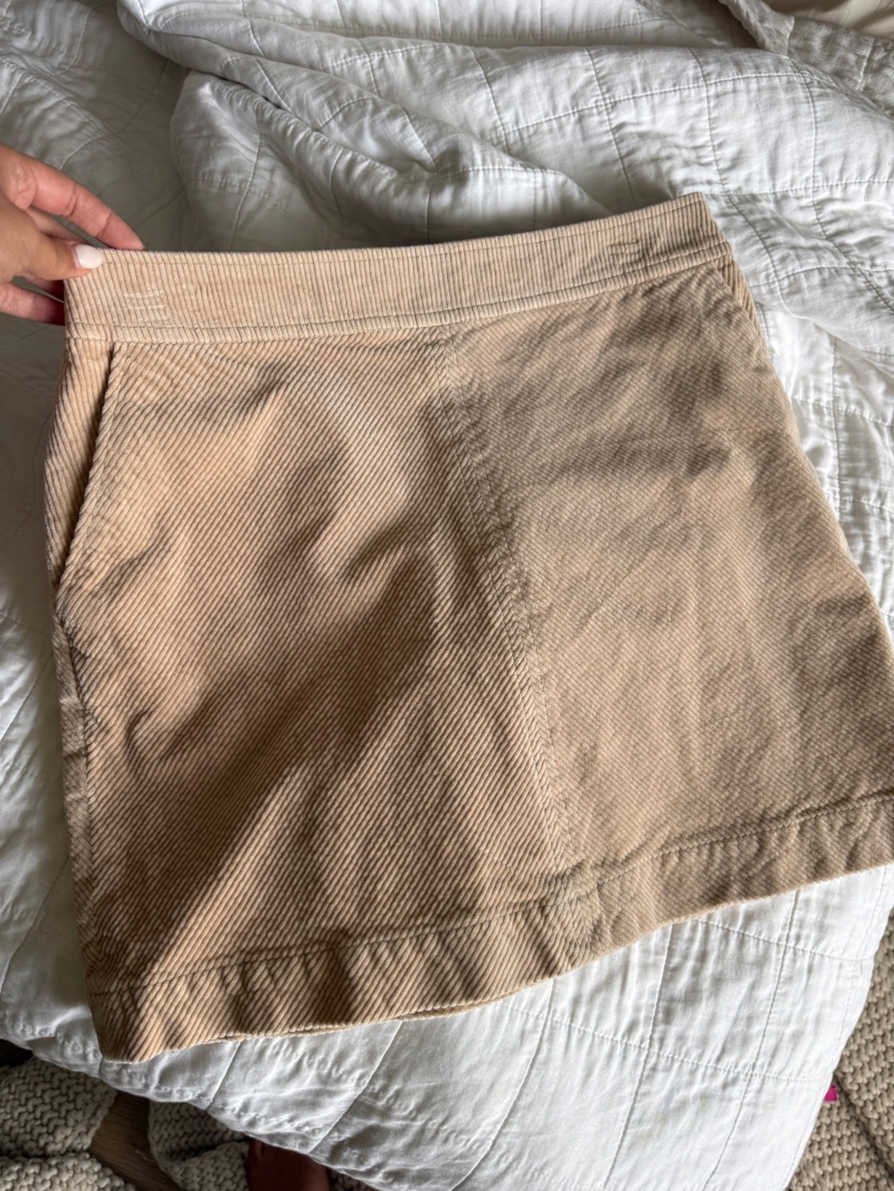 Boden Corduroy Mini Skirt Blush Beige